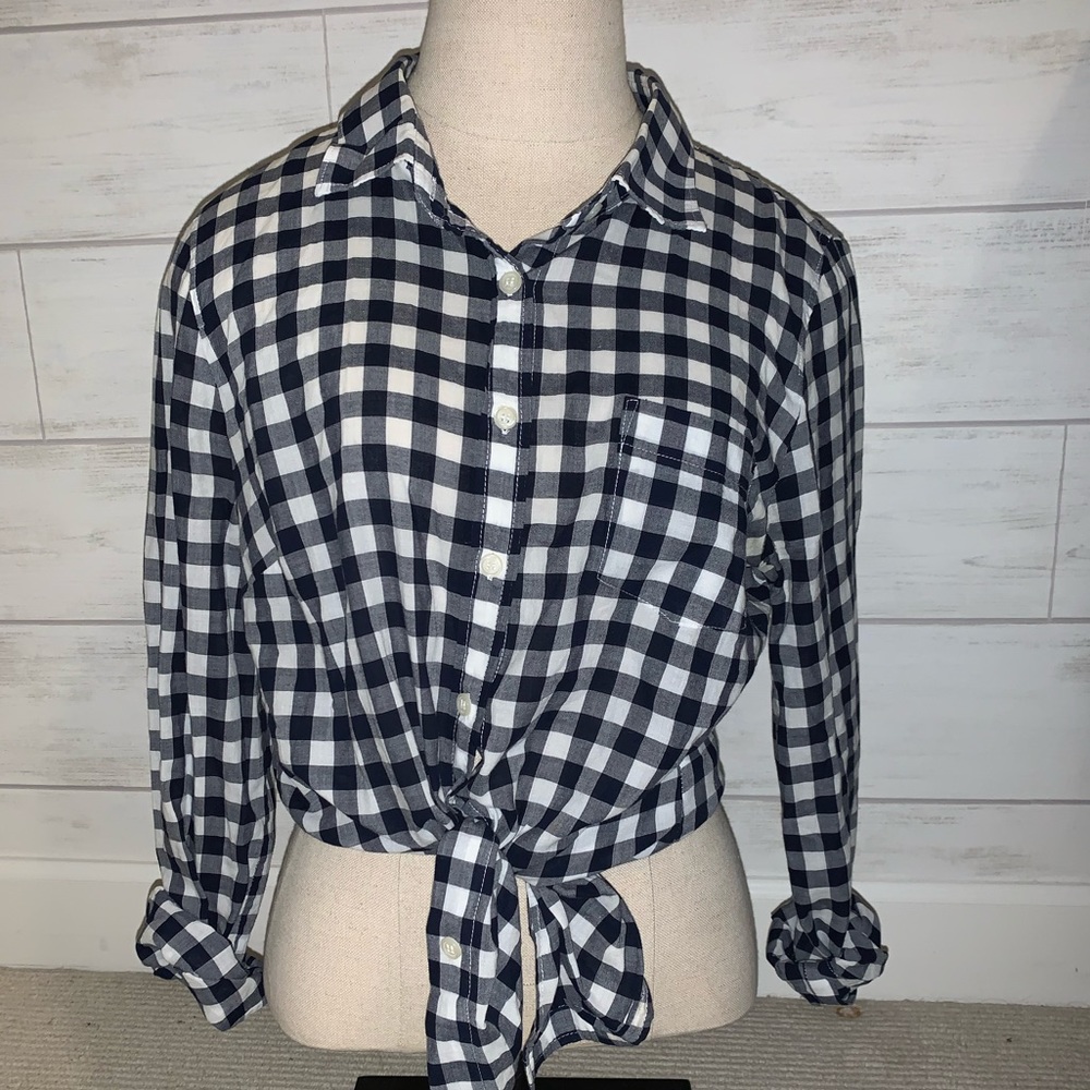 J. Crew Black/White Checkered Flannel